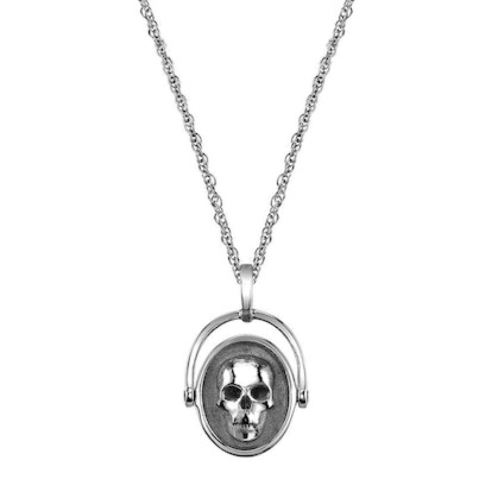 ISO Michelle Branch Iconery Skull Heart Spinning Necklace Silver